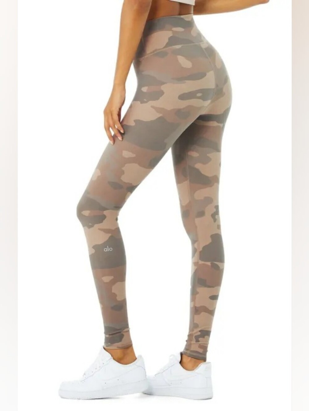 EUC- ALO Yoga High Waist Vapor Leggings in Putty Camouflage Women's Size Large - Picture 3 of 9